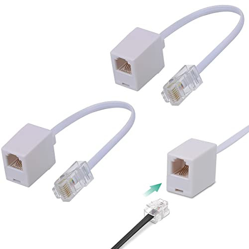 MAOZHOU Adattatore RJ45 a RJ11 Converter Bianco, Connettore per Cavo Telefonico 8P8C a 6P4C