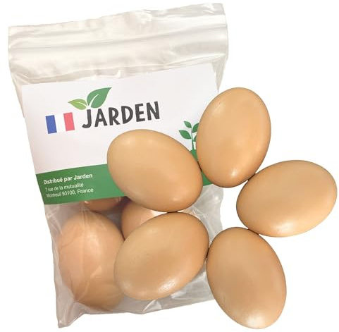 Jarden® 5er-Set Holzeier für Hühner – Realistische Gipseier für Hühner als Nesthilfe – Perfekt für Hühnerställe & Legenester