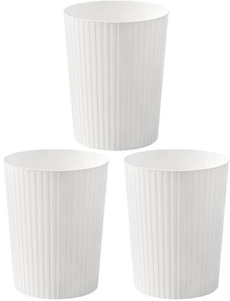 Cetomo 7.2L*3 Cestini per la Carta, Cestino per la Spazzatura di Plastica, Piccoli Cestini, Cestino Rotondo per Rifiuti per Cucine, Opaco, Apertura Superiore, Bianco, 7.2L (3 pezzi)
