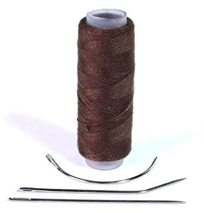 hair2heart Herramientas de extensión - Set de Tressier con aguja e hilo para el método de tejido de extensiones, para extensiones de cabello, para colocar tramas - Marrón