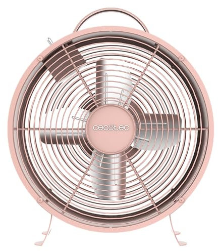 Cecotec - Ventilateur de Table EnergySilence 400 RetroDesk Pink - 25 W, Diamètre 63 cm, 4 pales, 2 Vitesses, Design Soigné, Utilisation Facile