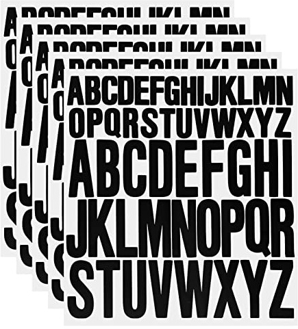 Zngou 5 Sheet Capital Letter Stickers 1 Inch 2 Inch Self Adhesive Letters Stick On Letters Waterproof Vinyl Alphabet Sticky Letters Scrapbooking Craft Signs Poster Cards Window Mailboxes（Black）