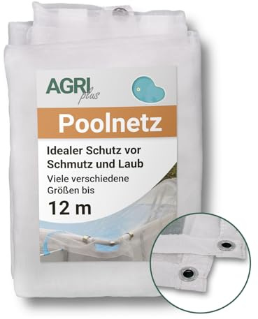 AGRI plus Poolnetz mit Ösen I 6 x 8 m I Verschiedene Maße I Engmaschiges Netz 0,8 x 0,8 mm I Abdeckung für Pool I Schutznetz mit Randverstärkung I Abdecknetz UV-stabil & wasserdurchlässig