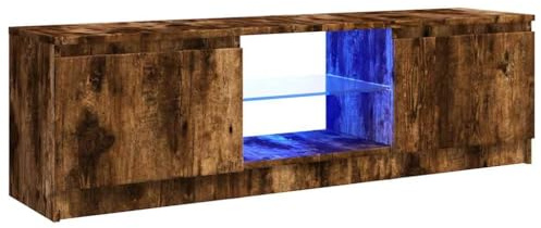 vidaXL TV Cabinet with LED Lights Smoked Oak 120x30x36 cm
