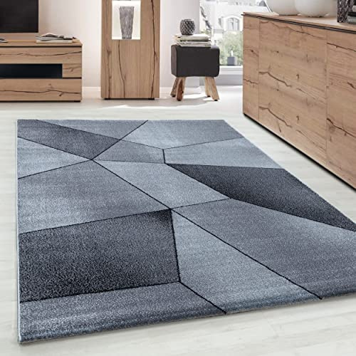 Carpettex Kurzflor Teppich Wohnzimmer Modern Geometrische Design Teppich Grau 140 x 200 cm - Waschbarer Teppich Schlafzimmer Pflegeleicht Weicher Teppiche Esszimer - Küchenteppich Carpet Living Room
