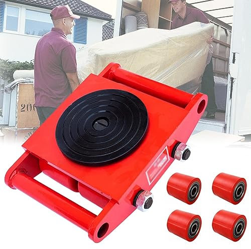 6T Transportador de Muebles, Industrial Mover con Ruedas, 3 Estilos de Rodillos Son Opcionales, Tapa de Rotación de 360°, Base Gruesa para Maquinaria Pesada, Electrodomésticos ( Size : Rubber wheel )