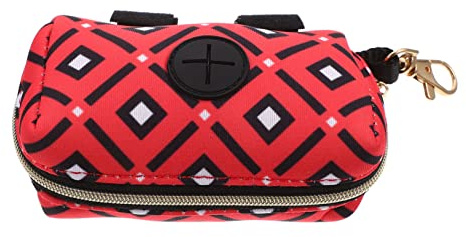 ORFOFE Dispenser Sacchetti per Bisogni Cane in Poliestere Rosso Design a Fibbia, Portatile e Sicuro, da Agganciare a Borsa o Guinzaglio