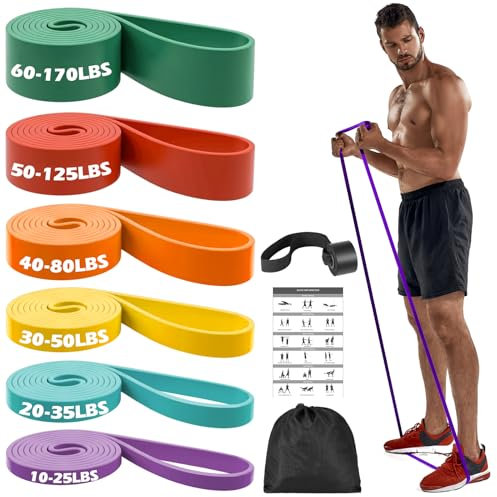 Zacro Pull Up Bands Set - 6 Levels Resistance Bands Set for Men and Women - Exercise Loop Bands with Door Anchor, Training Poster & Pouch for Workout Home Gym Exercise, Yoga, Pull Up Assistance Bands