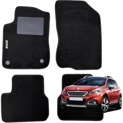 W-Parts Serie 4 TAPPETI - TAPPETINI in Moquette Neri per 2008 dal 2013 al 2019con battitacco Cucito, Bottoni di Fissaggio e Striscia Antiscivolo