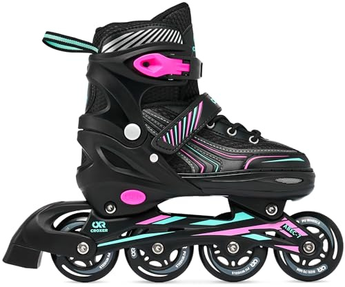 CROXER Optima Pattini in linea Inline Skates per bambini e adulti regolabili (Mint/Pink, 35-38 (21cm-23cm))