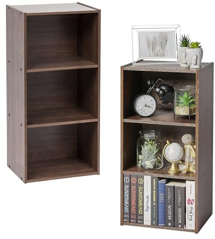 Iris Ohyama, Aufbewahrungsregal, Set mit 2 Aufbewahrungsmöbeln, Bücherregal, Design, Abnehmbar, Modular, Büro, Schlafzimmer, Wohnzimmer - CX-3 - Braun