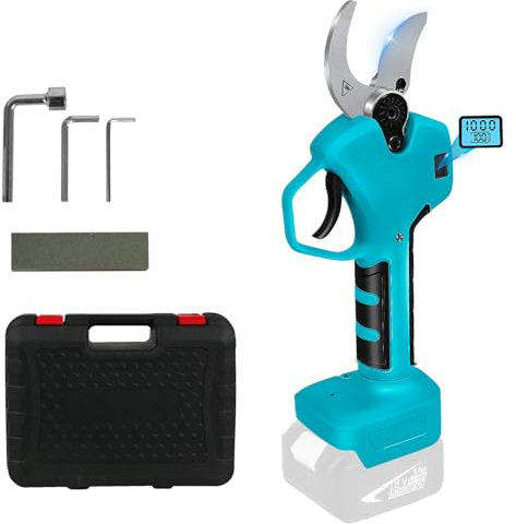 Troncarami a batteria compatibile con Makita 18 V (non batteria), apertura 55 mm, diametro di taglio massimo 40 mm, display LCD, cesoie elettriche ricaricabili per rami di alberi, fiori, cespugli