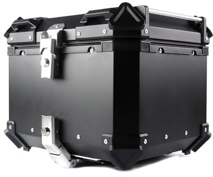 Helmkoffer Motorrad Heckbox Mit Wasserdicht Motorrad Heckbox Gepäck Aluminium-Motorrad-Heckbox Mit WetterbeständigDiebstahlschutz Universal Case Helmet Case Aluminium Top Case(Schwarz,55L)