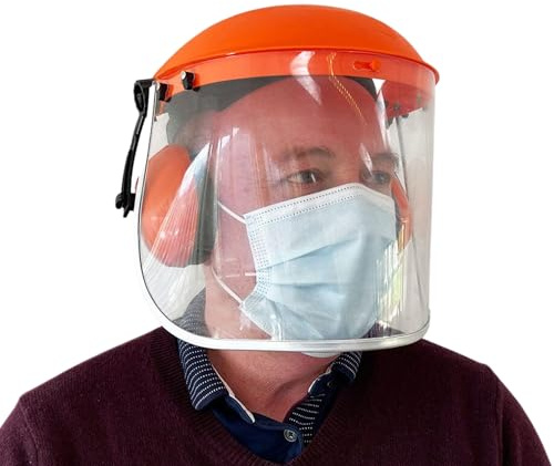 Forest Master Safety Helmet with Mesh Visor and Ear Defenders - CE Certified, for Forestry Equipment | Wood Chipper Protection