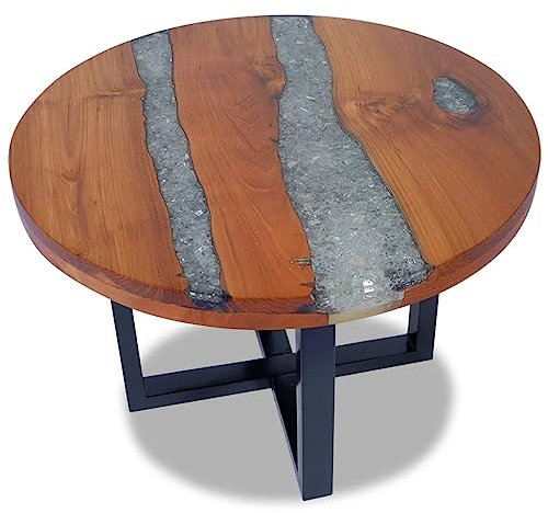 BUKSCYJS Couchtisch kleine Zimmer, Sofatisch, WohnzimmertischCouchtisch Teak Harz 60 cmFür Wohnzimmer, Schlafzimmer, Büro, Eingang, Korridor
