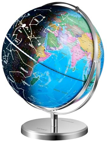 VEVOR Beleuchteter Globus, 228,6 mm, pädagogischer Erdglobus mit stabiler Schwermetallbasis und LED-Sternbild-Nachtlicht, HD-gedruckte Karte, drehbar (Kartenbild und Handbuch AUF Englisch)