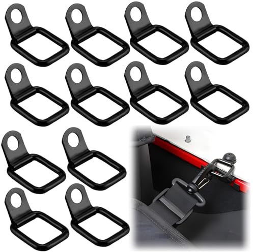 FAELNK 12 Stück D-Ring Zurrösen für Sicheren Transport Zurrösen Edelstahl Klappbarer Zurrhaken für Anhänger LKW PKW Trucks Vans Boot Seil Ladungssicherung 55 x 32 mm Schwarz