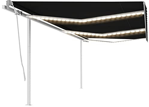 Gelenkarmmarkise Einziehbar, CIADAZ Balkon Deko, Sonnensegel Balkon, Balkon Markise, Terrassendach, Awning Balcony, Sonnensegel, Balkonschutz Sichtschutz, 6x3 m Anthrazit