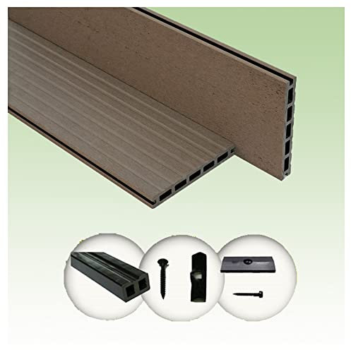 WPC Terrassendiele WoodoFes Komplettset – inklusive Unterkonstruktion & Clips – beidseitig begehbar, wetterfest & pflegeleicht – Farbe: braun (8 m²)