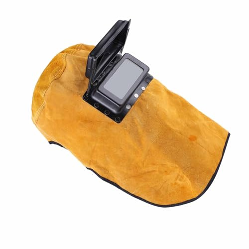 Ausla Welding Helmet, Leather Heat Resistant Breathable Full Face & Neck Protection Hood with Lens for Welders