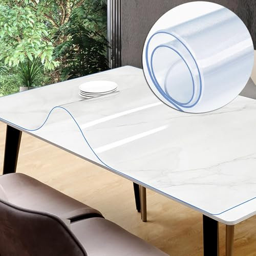 YHBZ PVC-Transparente Tischdecken für den Schreibtisch,Klare Bodenschutzmatte,wasserdichte Plastik-Tischtuch,für Küche,Büro,Esstisch,Anpassbar,120 * 230cm/47.2 * 90.6in