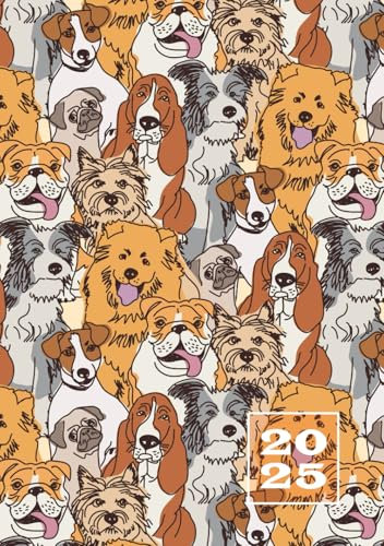 2025: A5 Kalender Planer | 1 Woche auf 2 Seiten | Jan - Dez Wochenplaner | Lustige Hunde Kalenderbuch Terminkalender | Wochenkalender Terminplaner | Buchkalender | Jahresplaner Taschenkalender