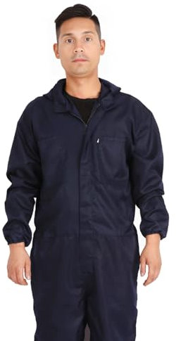 SHINROAD Staubdichter Arbeitskleidungsoverall, verstellbare Taille, Arbeitsoverall, Unisex, mit Kapuze, lange Ärmel, aufgesetzte Tasche, Tarndruck, eng anliegend, Antifouling # Navy blau XXL