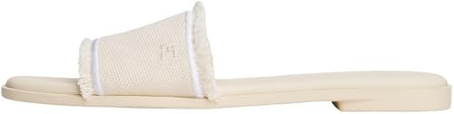 Tommy Hilfiger Donna Sandali Fringe Canvas Flat Eleganti, Avorio (Muslin), 41