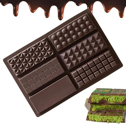 Moldes de barra de chocolate, molde de mantequilla de caramelo con diferentes texturas, molde de mantequilla de pudín de pastel de queso de 6 cavidades, molde grueso para barra de relleno, perfecto