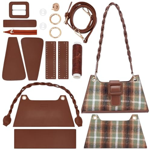 WADORN Sets Zur Herstellung von Schultertaschen Aus PU Leder Damen Unterarmtasche Handgefertigte Nähsets Materialien Zur Herstellung von Umhängetaschen Für Den Valentinstag Den Muttertag Braun