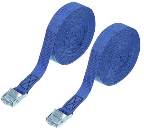 PATIKIL 2,5 cm x 9,1 m fransrem med spännen, 2 st kamspänne knytremmar justerbara kraftiga säkra remmar upp till 250 kg för lastkajakcyklar, blå