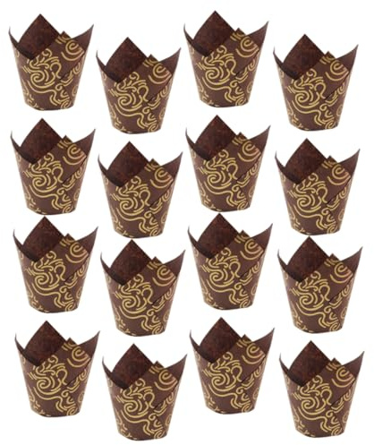 MAGICLULU 100pcs Fancy Cake Cupcake Liners Paper Cases Lids Heat Resistant Baking Cups