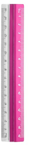 sourcing map Righello dritto, 15 cm, in plastica e lega di alluminio, goniometro geometrico, strumento di misurazione per architetto, artista, ufficio, rosa