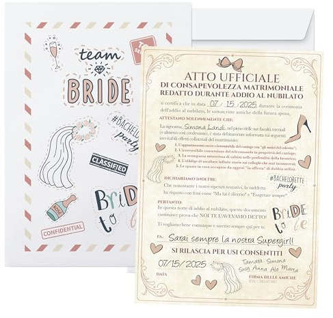 Gadget despedida de soltera novia – Pergamino acto de conciencia matrimonial – Accesorios Team Bride divertidos – Kit idea regalo original