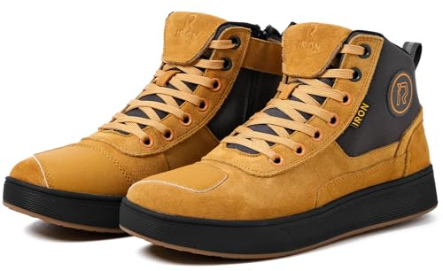 RIDEIRON Scarpe Moto Uomo Donna Conforme CE Stivali Moto | Suola spessa antiscivolo impermeabile, traspirante con cerniere laterali e supporto per la caviglia