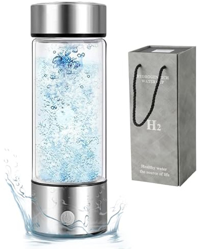 Tazza Ricca di Idrogeno,Bottiglia D'acqua Idrogenata da 420 ml,Utilizza Tecnologia SPE e PEM,Genera Rapidamente Acqua Idrogenata in Tre Minuti,Adatta per Ufficio,Sport,Viaggi(Argento)