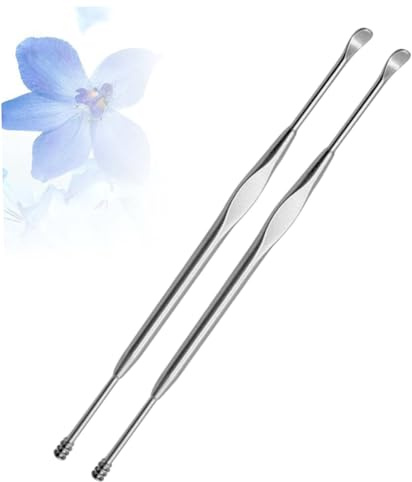 WRITWAA 2 St Spiral Öronskrapa i Rostfritt Stål Dubbelsidig Massage Öronsked för Vaxborttagning Bärbar och Halksäker Design för Hemmaanvändning