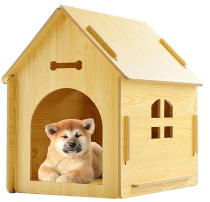 Katzenhaus aus Holz, Abnehmbarer Zwinger mit, Katzenhaus aus Holz mit, für Welpen, Kätzchen, Innenbereich, Balkon, Garten, Terrasse, Hof