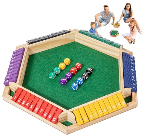Shut The Box - Holzwürfel-brettspiel, Wood Shut The Box Spiel Für 6 Spieler, Vielseitige Klassische Tischspiele, Shuts Up-Spiel Für Kinder Und Erwachsene