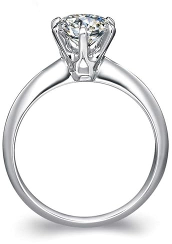 Tolldek Trauringe 9 Karat Weißgold Echt, Weiß 1ct Labor Erstellt Diamant Klassiker Diamantring Rundschliff, Partnerringe Au375 Gold, Gr.51 (16.2)