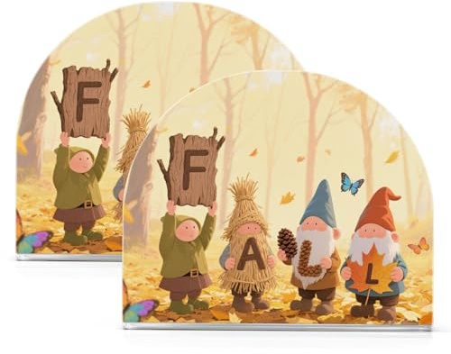 Hello Fall höst Dwalf lönnlöv akryl handduk servetthållare för bord, kök fristående servetthållare heminredning för picknick bar rustik 2-pack
