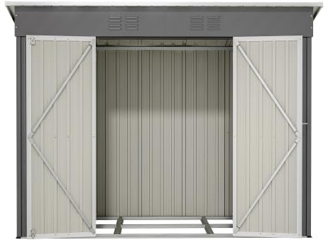 Abri de jardin gris 229 x 111 x 182 cm, en métal, compact, avec fondation, résistant aux intempéries avec serrure, pour terrasse, balcon, jardin