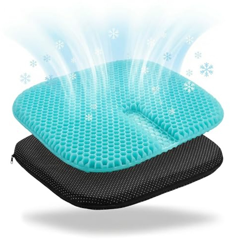 Cojín de gel para asiento, cojín suave de panal con funda antideslizante, cojín de gel grande con alivio de la presión del dolor del coxis en la espalda, almohadillas para asiento de coche, oficina