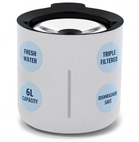 Zeus Oasis Dog Water Fountain, 6L Large Capacity Pet Drinking Fountain | Automatic Pet Drinking Fountain. Triple Action Filter provided.