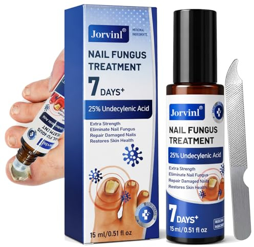 25% Undecylenic Acid Nail Fungus Treatment – Extra Strength Antifungal Liquid for Toenail & Fingernail Fungus, Plant-Based Formula, Rollerball Design Helps Prevent Recontamination, 0.51 Fl Oz