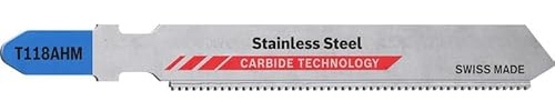 EXPERT Bayonet Jigsaw Blade T118AHM Thin Stainless Steel 3 Pack, 3 in pack.