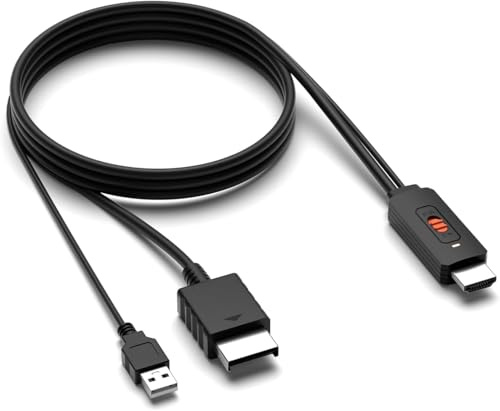 Wrugste Adaptador de PS2 a HDMI, cable de enlace HD con soporte PS1, conmutación 4:3/16:9, convertidor para señal de vídeo PS3 a señal HDMI con señal S-Video (compatible con PS1, PS2, PS3) 3 en 1