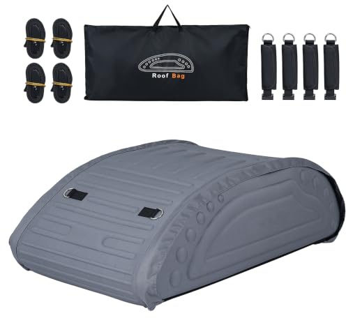 GIANTEX Cofre de techo para coche de 400 litros, impermeable, 4 correas de fijación, base antideslizante y bolsa de transporte, caja de equipaje aerodinámica, portaequipajes para SUV, sedán, furgoneta