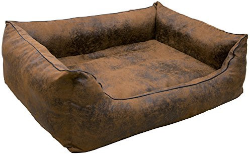 CopcoPet Orthopädisches Hundebett große Hunde waschbar rutschfeste Unterseite, Hundekorb in Wildlederoptik, gelenkschonendes Hundekissen, pflegeleichtes Hundesofa in Antik Braun 110 x 90cm