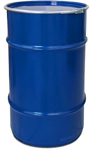 Meier Stahlfass 120 Liter Hobbock Deckelfass | Lebensmittelecht | Metall Blechfass Mülleimer Behälter Kübel | Stabil und gefüllt Stapelbar | Beste Industriequalität